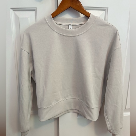 lululemon athletica Tops - Lululemon Perfectly Oversized Crop Crew Softstreme Women Long Sleeve Beige Sz 2